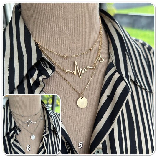 Collier plusieurs rangs pendentif cœur - Ateliersdisa