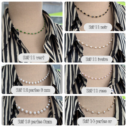 Collier ras de cou fin avec pierre cristal de couleur - Ateliersdisa