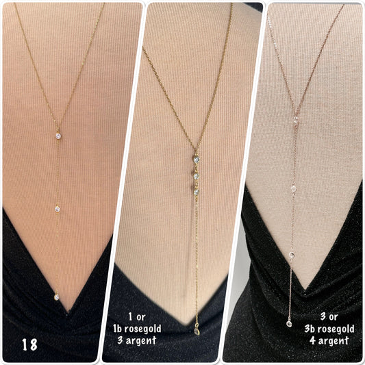 Collier dos nu strass, collier chaine arrière or, bijoux de dos plus de modèles sur Ateliersdisa