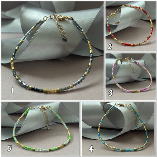 Bracelet de cheville perle réglable, bracelet cheville perle couleur turquoise, rouge, vert clair, gris - Ateliersdisa